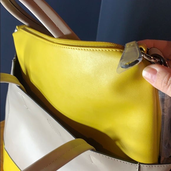 Simons tote with matching clutch - yellow and bone - Picture 5 of 5